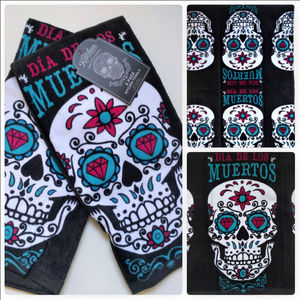 CUTE HAND TOWELS DAY OF DEAD TATTOO SUGAR SKULL
